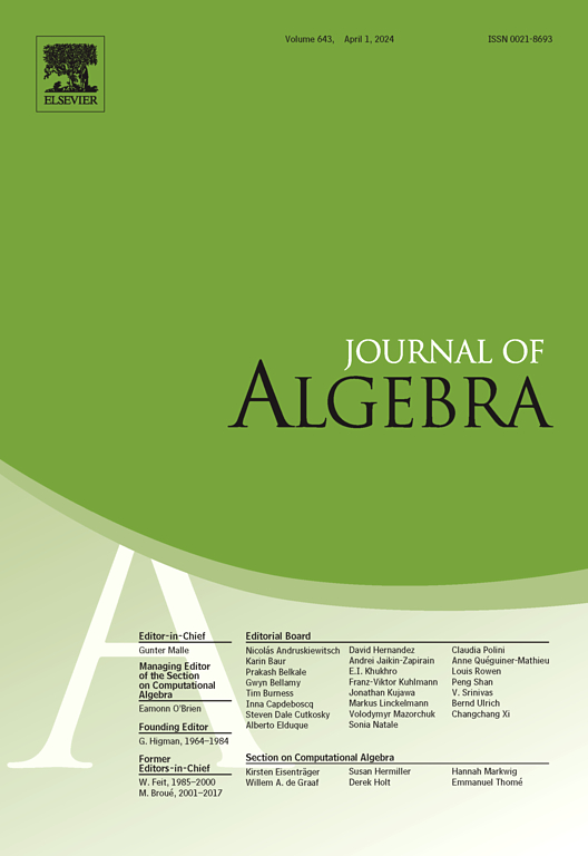 Go to journal home page - Journal of Algebra